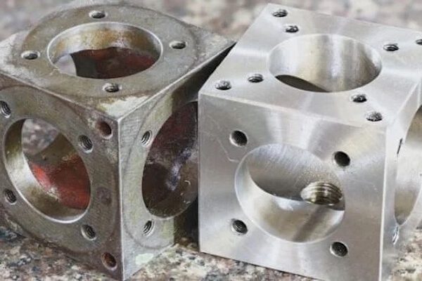 Metal parts before and after passivation